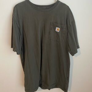 Carhartt Olive Green Short-Sleeve Pocket Tee with Logo Patch